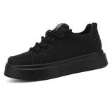 Minimalist Number-Embossed Platform Sneakers Lace-Up Casual Daily Shoes
