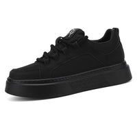 Minimalist Number-Embossed Platform Sneakers Lace-Up Casual Daily Shoes