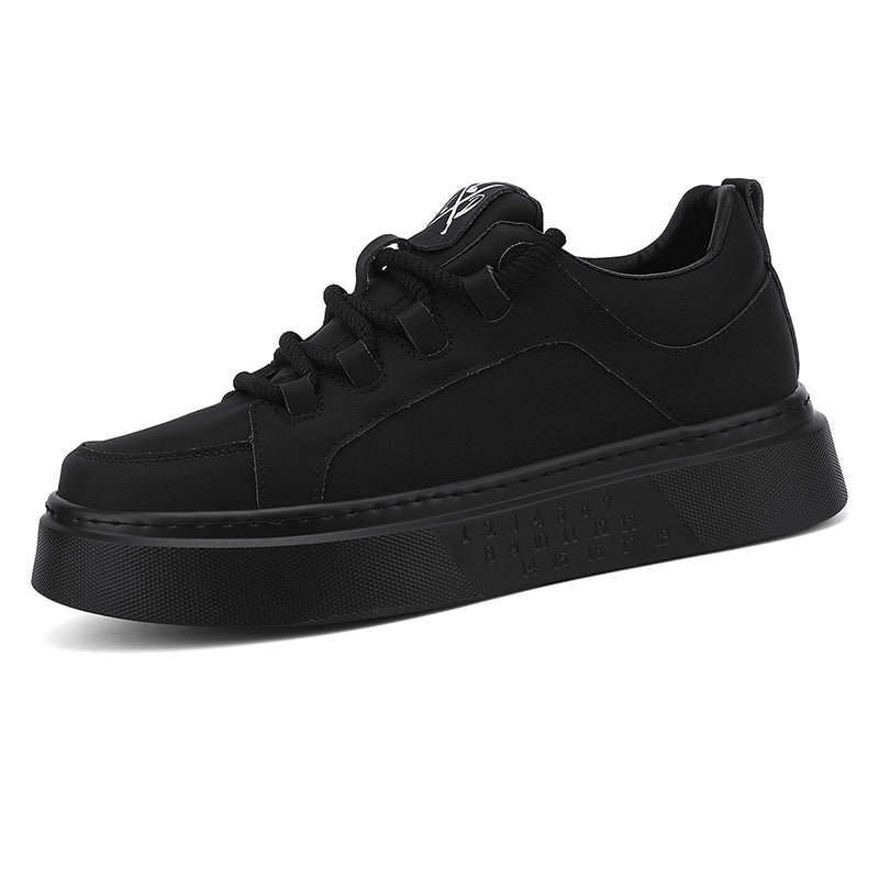 Minimalist Number-Embossed Platform Sneakers Lace-Up Casual Daily Shoes