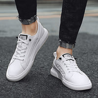 Perforated Leather Low-Top Sneakers Casual Breathable Daily Shoes for Men