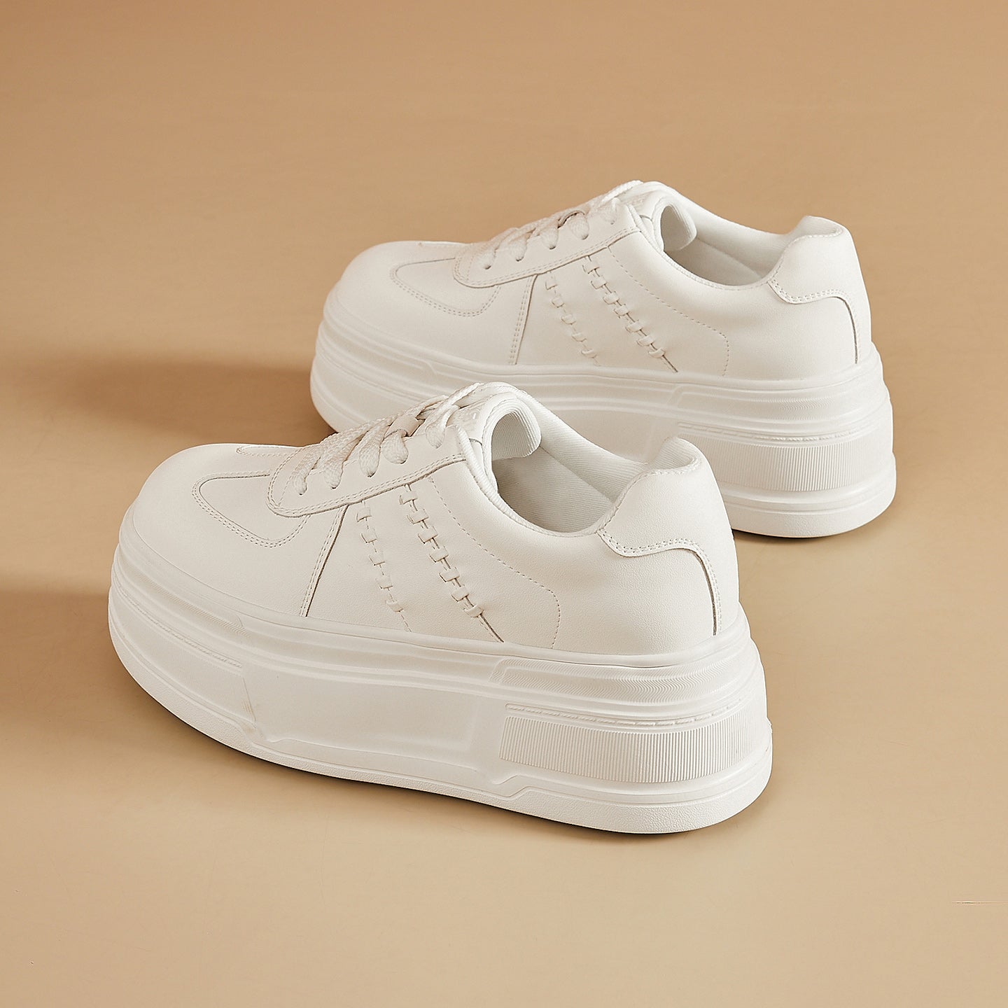 Women’s All-White Platform Sneakers – Minimalist Everyday Comfort Shoes  Clean look. Extra height. Everyday comfort.