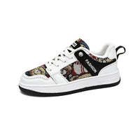 Teen Casual Low-Top Sneakers with Tapestry Panels – Youth Street Style Everyday Shoes
