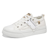 Women’s Platform Canvas Sneakers – Frayed Denim Style Casual Lace-Up Shoes