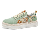 Men & Women Casual Ethnic Style Sneakers – Lightweight Lace-Up Comfort Shoes for Daily Wear