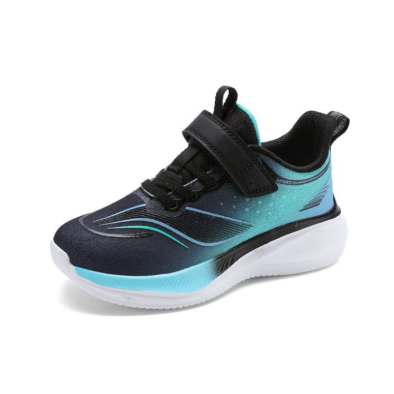 Youth Lightweight Running Shoes – Breathable Cushioned Sneakers with Adjustable Velcro Strap