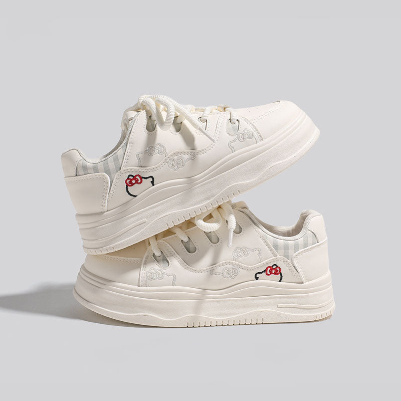 Kids' Embroidered Cloud Platform Sneakers Cute Low-Top Casual Shoes for Everyday Play