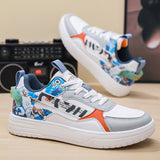 Men’s Fashion Chunky Sneakers – Casual Street Style Shoes with Graphic Panels & Cushioned Sole