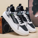 Men’s Fashion Chunky Sneakers – Casual Street Style Shoes with Graphic Panels & Cushioned Sole