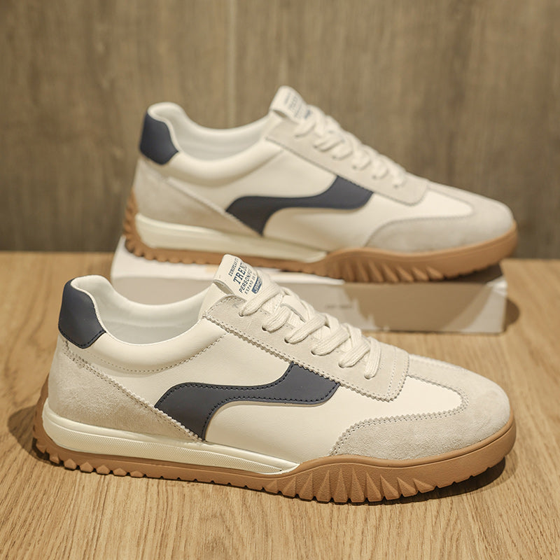 Men’s Casual Leather Sneakers – Retro Low-Top Comfort Shoes for Daily Wear