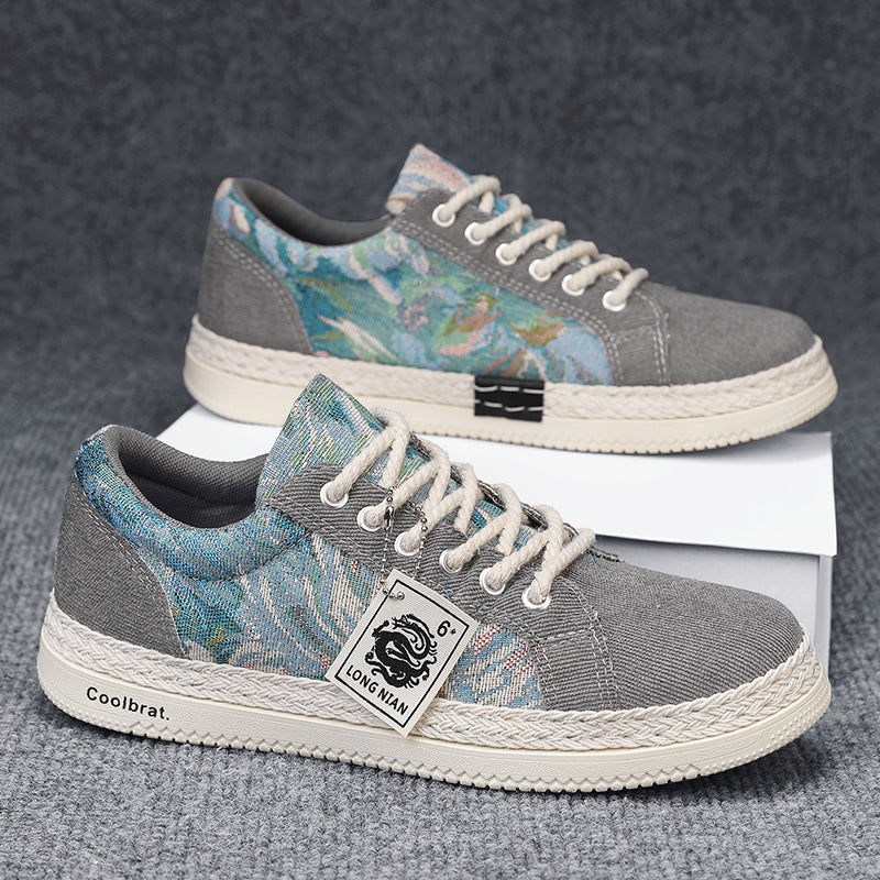 Men’s Casual Canvas Sneakers – Lightweight Breathable Lace-Up Shoes for Daily Wear