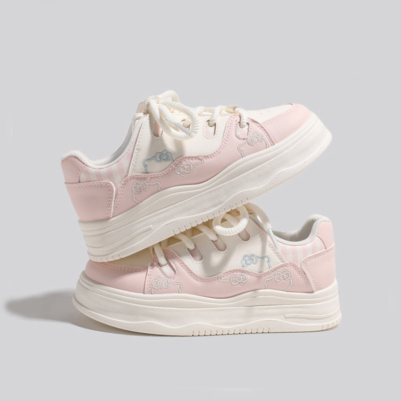 Kids' Embroidered Cloud Platform Sneakers Cute Low-Top Casual Shoes for Everyday Play