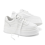Women’s Minimal Platform Sneakers – Thick Sole White Casual Shoes Clean design. Elevated comfort.  Your everyday white sneakers — upgraded.