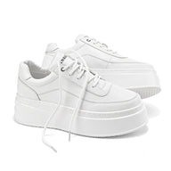 Women’s Minimal Platform Sneakers – Thick Sole White Casual Shoes Clean design. Elevated comfort.  Your everyday white sneakers — upgraded.