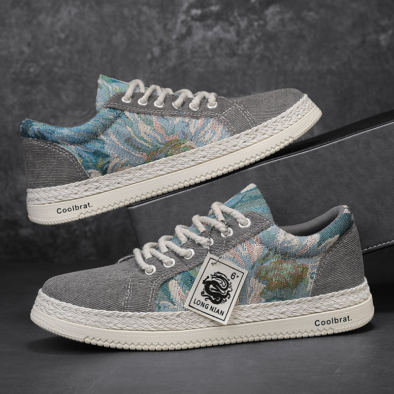Men’s Casual Canvas Sneakers – Lightweight Breathable Lace-Up Shoes for Daily Wear