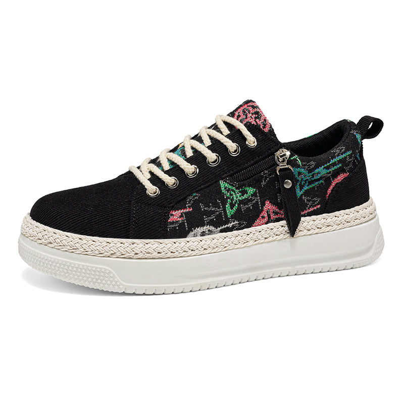Men & Women Casual Ethnic Style Sneakers – Lightweight Lace-Up Comfort Shoes for Daily Wear