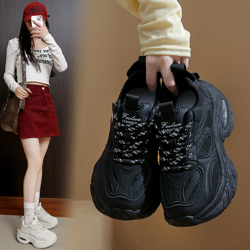 Chunky Air Cushion Sneakers – Breathable Mesh Platform Shoes for Everyday Wear