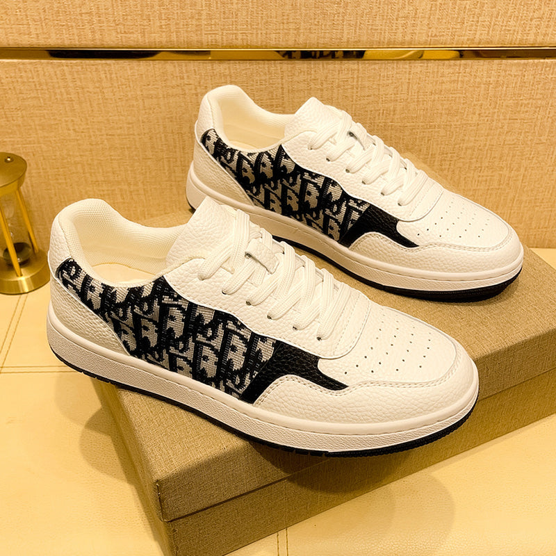 Men’s & Women’s Casual Low-Top Sneakers – Breathable Leather Panel Design, Everyday Street Style Shoes
