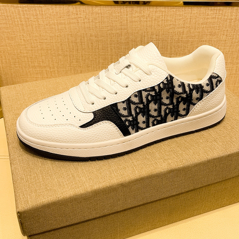 Men’s & Women’s Casual Low-Top Sneakers – Breathable Leather Panel Design, Everyday Street Style Shoes