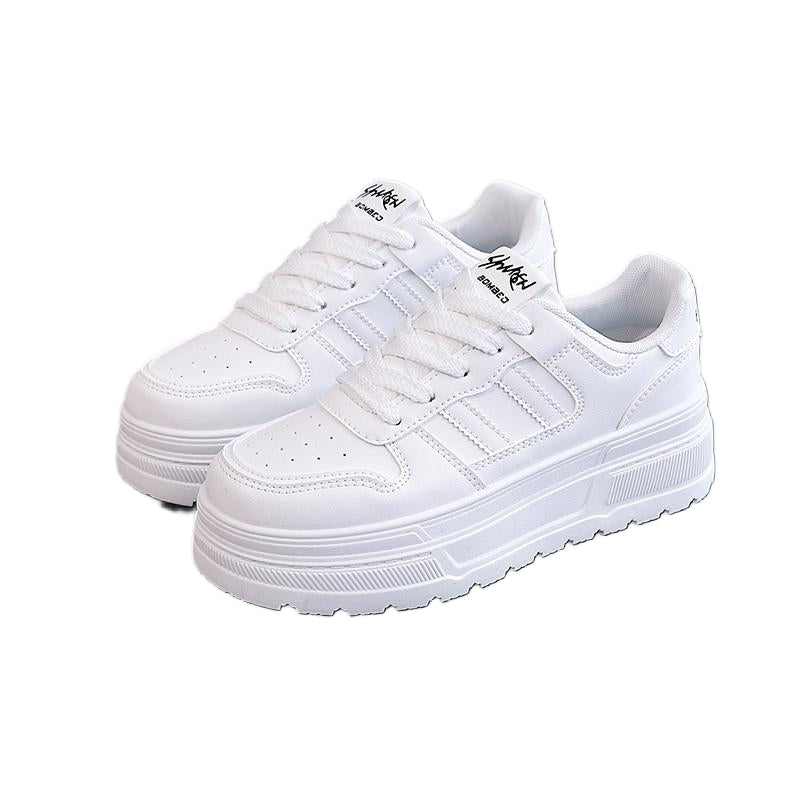 Classic White Platform Sneakers – Comfortable Thick Sole Casual Shoes  Simple. Clean. Comf Your go-to sneakers for every day.ortable.