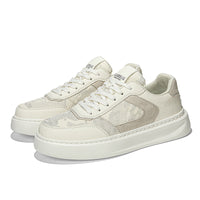 Classic Platform Sneakers – Premium Faux Leather & Textured Fabric Casual Shoes