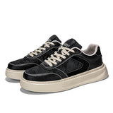 Classic Platform Sneakers – Premium Faux Leather & Textured Fabric Casual Shoes