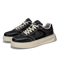 Classic Platform Sneakers – Premium Faux Leather & Textured Fabric Casual Shoes