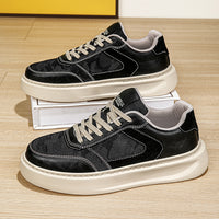 Classic Platform Sneakers – Premium Faux Leather & Textured Fabric Casual Shoes