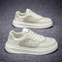Classic Platform Sneakers – Premium Faux Leather & Textured Fabric Casual Shoes