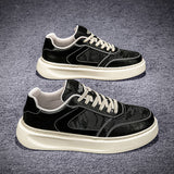 Classic Platform Sneakers – Premium Faux Leather & Textured Fabric Casual Shoes