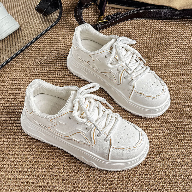 Classic White Platform Sneakers for Men & Women – Lightweight Casual Everyday Shoes