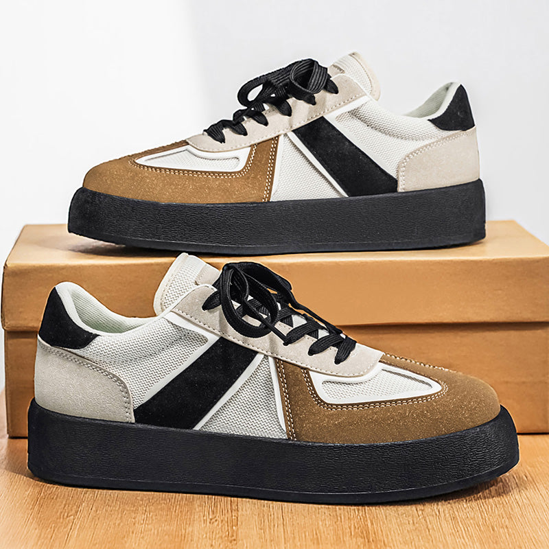 Retro Platform Low-Top Sneakers | Casual Suede & Mesh Everyday Shoes