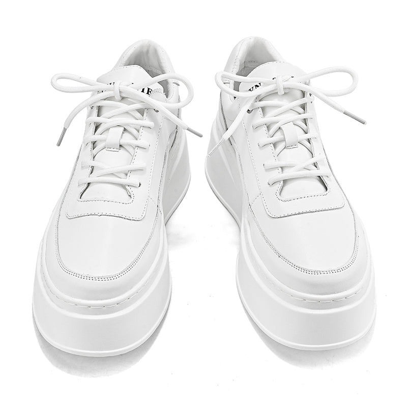 Women’s Minimal Platform Sneakers – Thick Sole White Casual Shoes Clean design. Elevated comfort.  Your everyday white sneakers — upgraded.