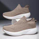 Men & Women Lightweight Knit Slip-On Sneakers – Breathable Walking Shoes with Cushioned Sole