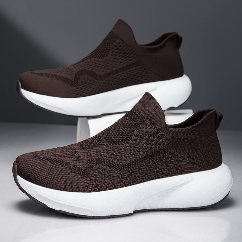 Men & Women Lightweight Knit Slip-On Sneakers – Breathable Walking Shoes with Cushioned Sole