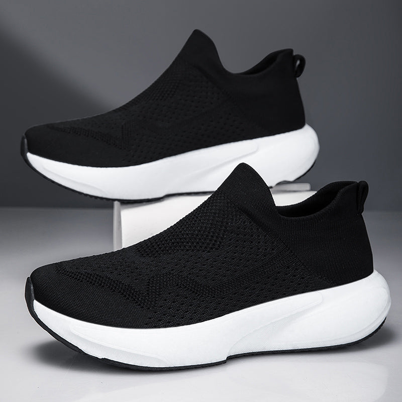 Men & Women Lightweight Knit Slip-On Sneakers – Breathable Walking Shoes with Cushioned Sole