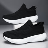 Men & Women Lightweight Knit Slip-On Sneakers – Breathable Walking Shoes with Cushioned Sole