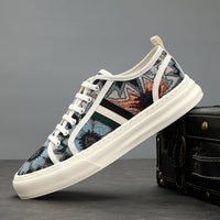Unisex Woven Canvas Sneakers – Ethnic Pattern Casual Shoes with Thick Sole
