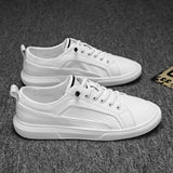 Perforated Leather Low-Top Sneakers Casual Breathable Daily Shoes for Men