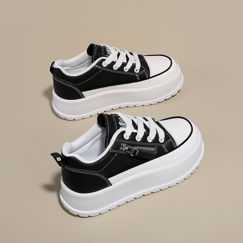 Men’s & Women’s Platform Casual Sneakers with Side Zipper – Lightweight Cushioned Daily Shoes