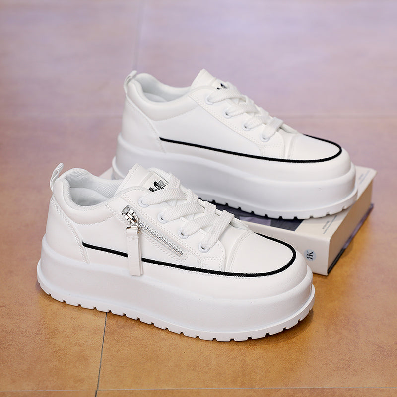 Men’s & Women’s Platform Casual Sneakers with Side Zipper – Lightweight Cushioned Daily Shoes