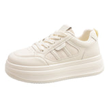 Women’s Cream White Platform Sneakers – Everyday Height Boost Shoes  Soft tone. Extra height. Easy everyday style.