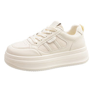 Women’s Cream White Platform Sneakers – Everyday Height Boost Shoes  Soft tone. Extra height. Easy everyday style.
