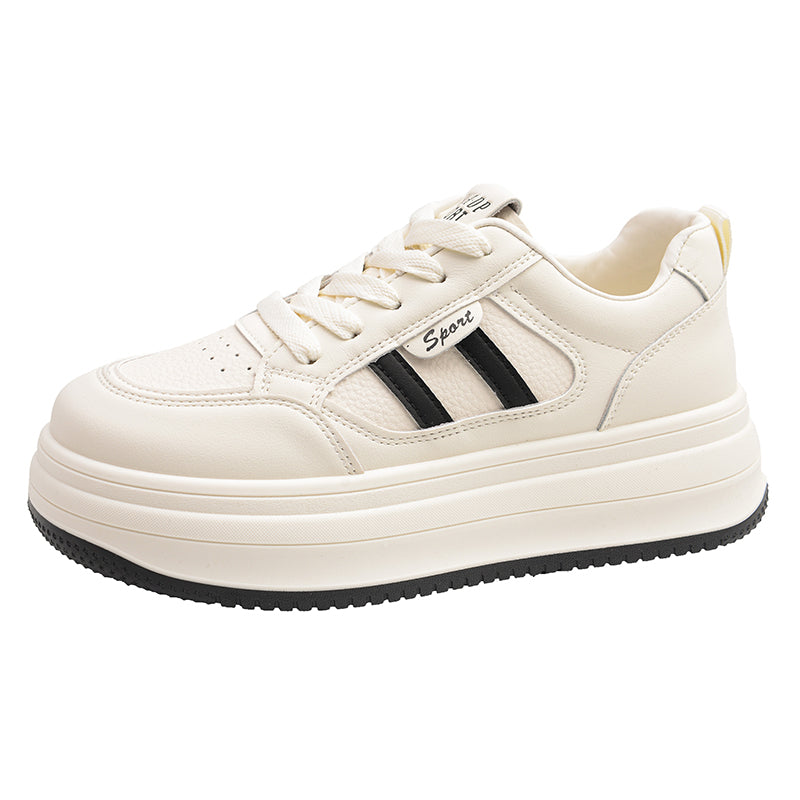 Women’s Cream White Platform Sneakers – Everyday Height Boost Shoes  Soft tone. Extra height. Easy everyday style.