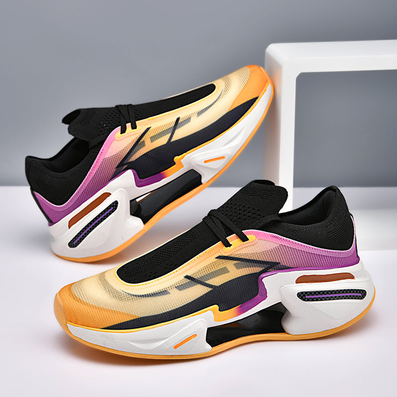 Men’s Futuristic Slip-On Sneakers – Lightweight Breathable Mesh Running-Inspired Casual Shoes