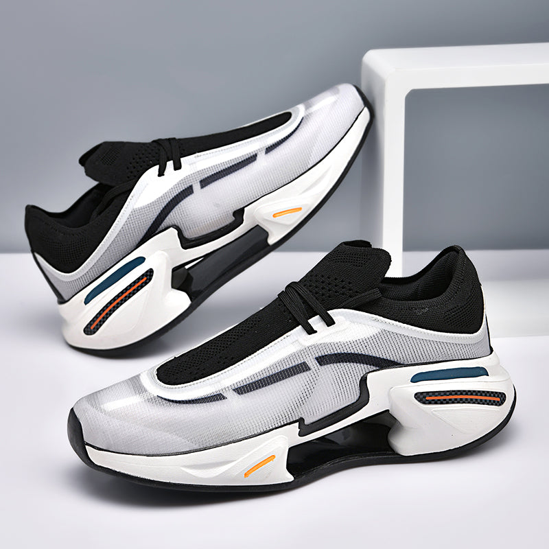 Men’s Futuristic Slip-On Sneakers – Lightweight Breathable Mesh Running-Inspired Casual Shoes