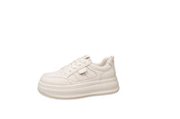 Men’s & Women’s Classic All-White Platform Sneakers – Lightweight Casual Shoes for Daily Wear
