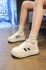 Men’s & Women’s Classic All-White Platform Sneakers – Lightweight Casual Shoes for Daily Wear
