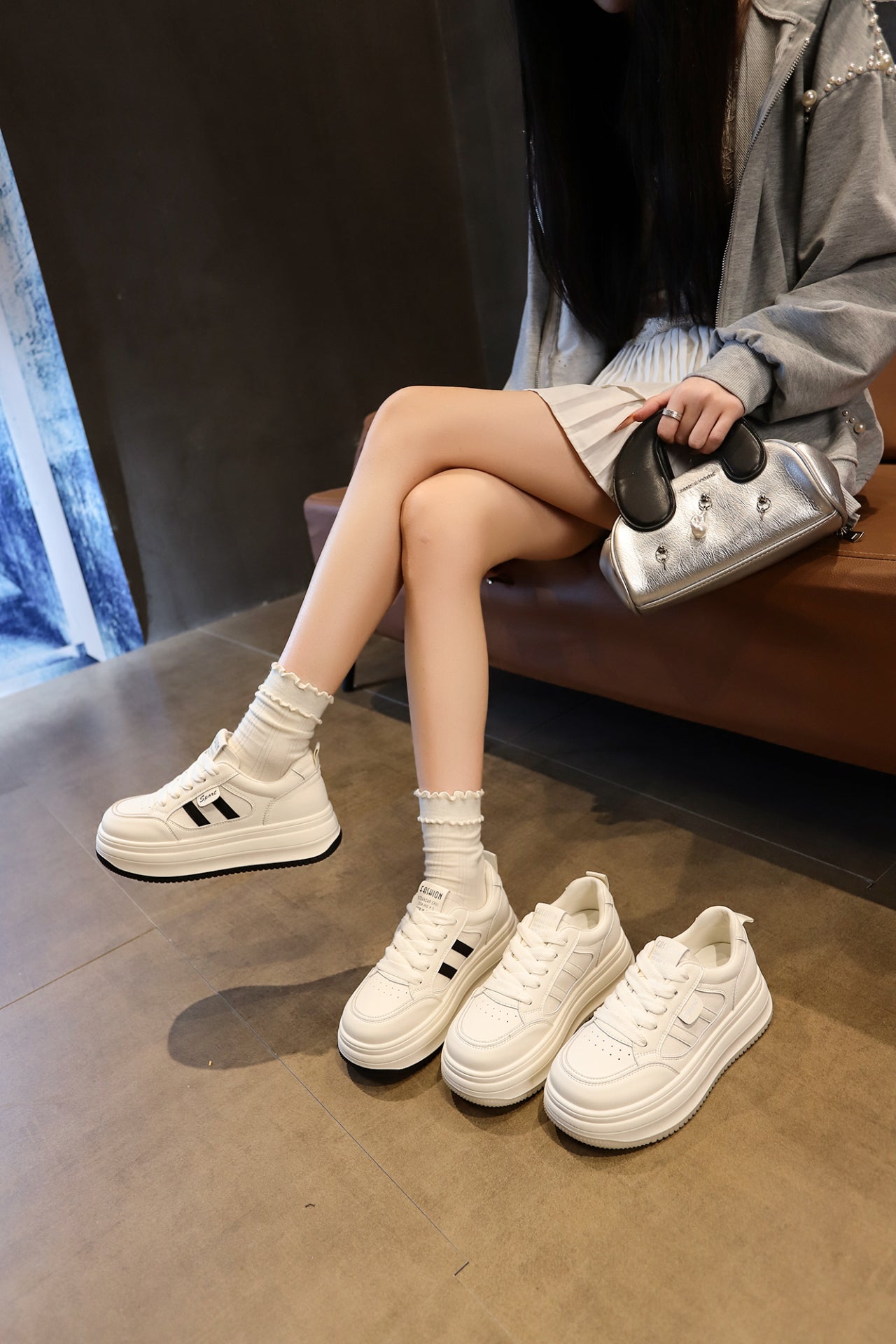 Men’s & Women’s Classic All-White Platform Sneakers – Lightweight Casual Shoes for Daily Wear