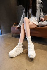 Men’s & Women’s Classic All-White Platform Sneakers – Lightweight Casual Shoes for Daily Wear