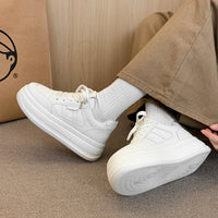 Women’s Cream White Platform Sneakers – Everyday Height Boost Shoes  Soft tone. Extra height. Easy everyday style.